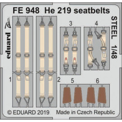 Eduard FE948 1/48 He 219 seatbelts STEEL Photo-Etched for Aircraft Zoom set