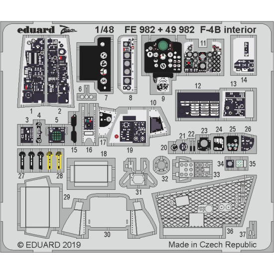 Eduard FE982 1/48 F-4B interior Photo-Etched for Aircraft Zoom set