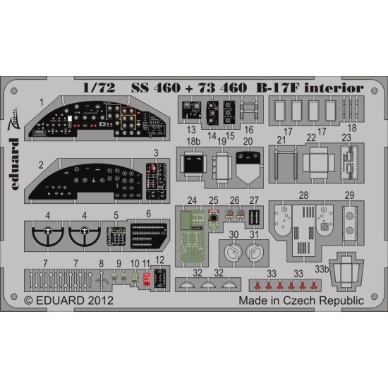 Eduard SS460 1/72 B-17F interior Photo-Etched for Aircraft Zoom set