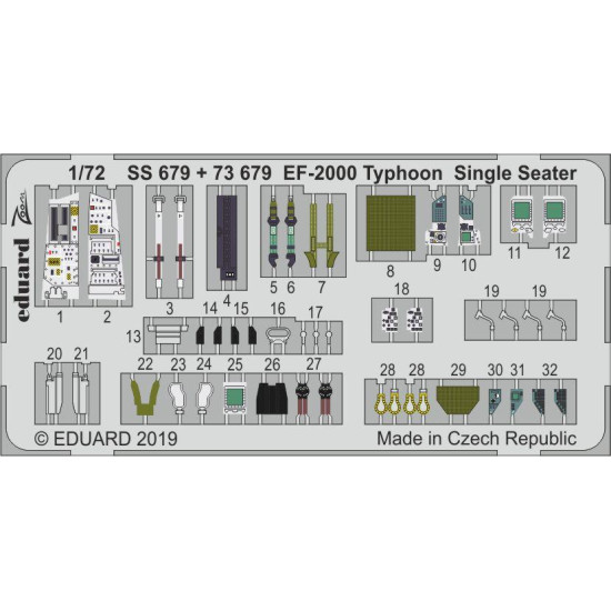 Eduard SS679 1/72 EF-2000 Typhoon Single Seater Photo-Etched for Aircraft Zoom set