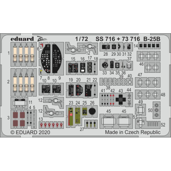 Eduard SS716 1/72 B-25B Photo-Etched for Aircraft Zoom set