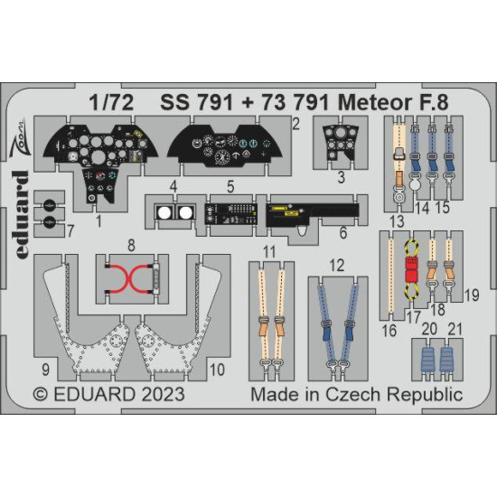 Eduard SS791 1/72 Meteor F.8 Photo-Etched for Aircraft Zoom set