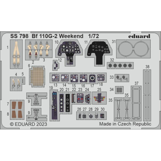Eduard SS798 1/72 Bf 110G-2 Weekend Photo-Etched for Aircraft Zoom set