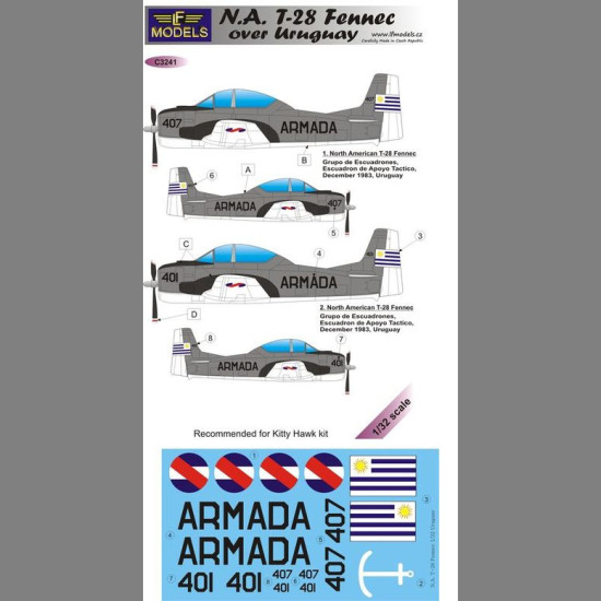 LF Models C3241 1/32 N.A. T-28 Fennec over Uruguay