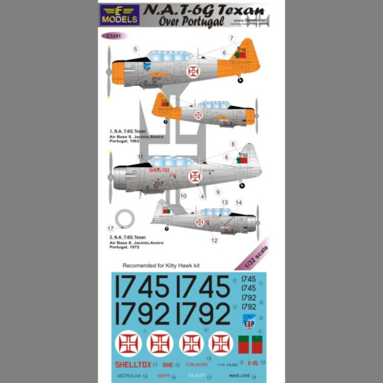 LF Models C3291 1/32 N.A. T-6G Texan over Portugal