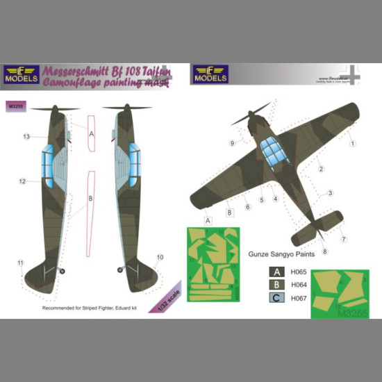 LF Models M3255 1/32 Messerschmitt Bf 108 Taifun Camouflage Painting Mask
