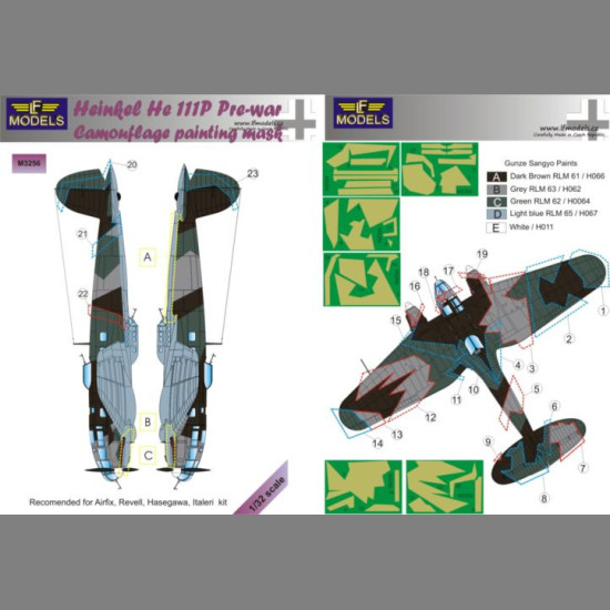 LF Models M3256 1/32 Heinkel He 111P Pre war Camouflage Painting Mask