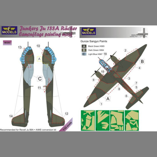 LF Models M3263 1/32 Junkers Ju 188A Racher Camouflage Painting Mask
