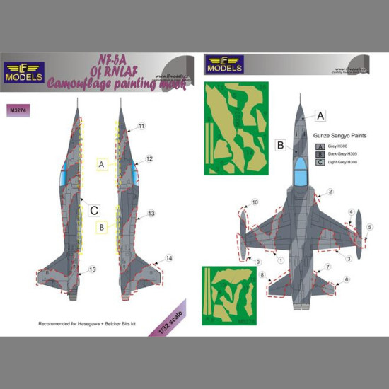 LF Models M3274 1/32 NF-5A Freedom Fighter of RNLAF Camouflage Painting Mask
