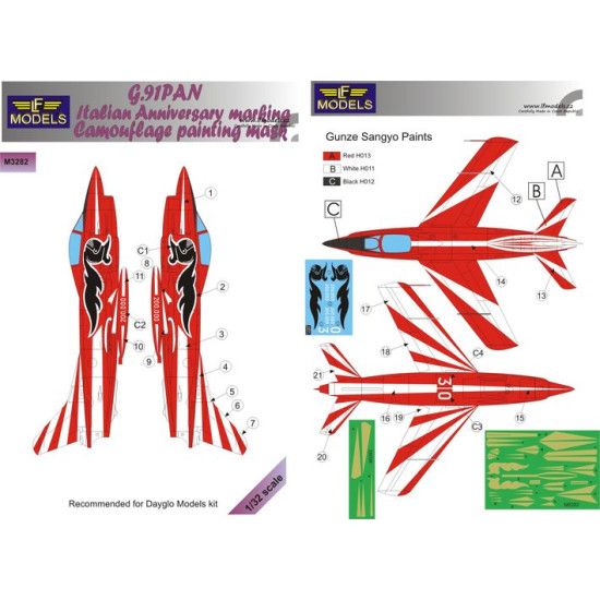 LF Models M3282 1/32 G.91PAN Gina Italian Anniversary marking Camouflage Painting Mask