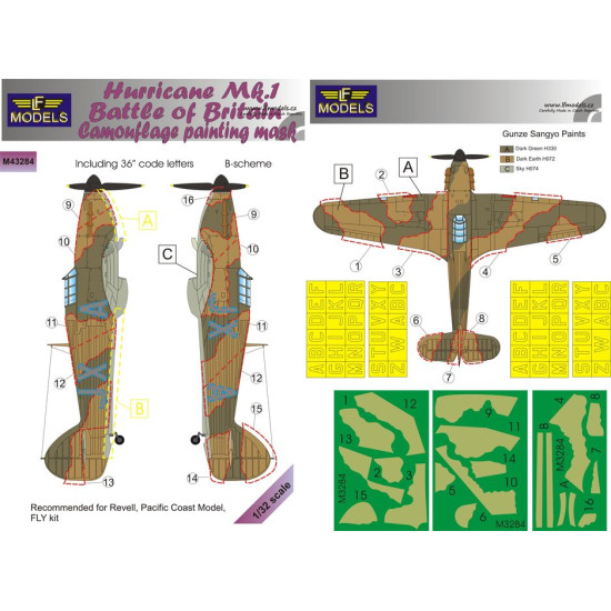 LF Models M3284 1/32 Hurricane Mk.I Battle of Britain Camouflage Painting Mask B-scheme