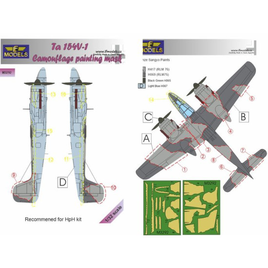 LF Models M3292 1/32 Ta 154V-1 Camouflage Painting Mask