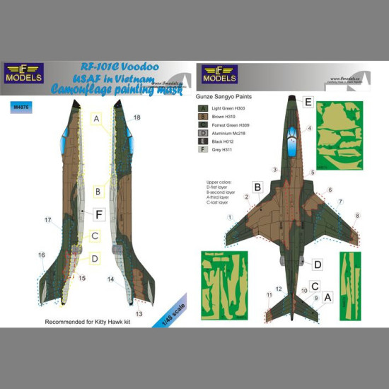 LF Models M4876 1/48 McDonnell RF-101C Voodoo USAF in Vietnam Camo Painting Mask