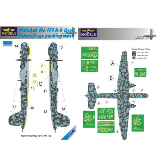 LF Models M4886 1/48 Heinkel He 177A-5 Greif Camouflage Painting Mask
