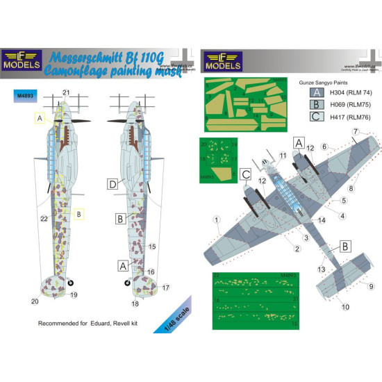 LF Models M4893 1/48 Messerschmitt Bf 110G Camouflage Painting Mask