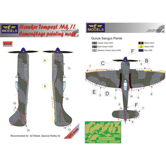 LF Models M72104 1/72 Hawker Tempest Mk.II Camouflage Painting Mask
