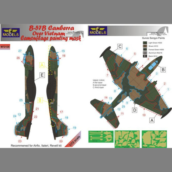 LF Models M72126 1/72 B-57B Canberra over Vietnam Camouflage Painting Mask