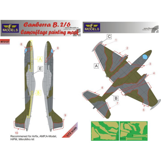 LF Models M72127 1/72 Canberra B(i).2/6 RAF Camouflage Painting Mask LF Models M72127 1/72 Canberra B(i).2/6 RAF Camouflage Painting Mask