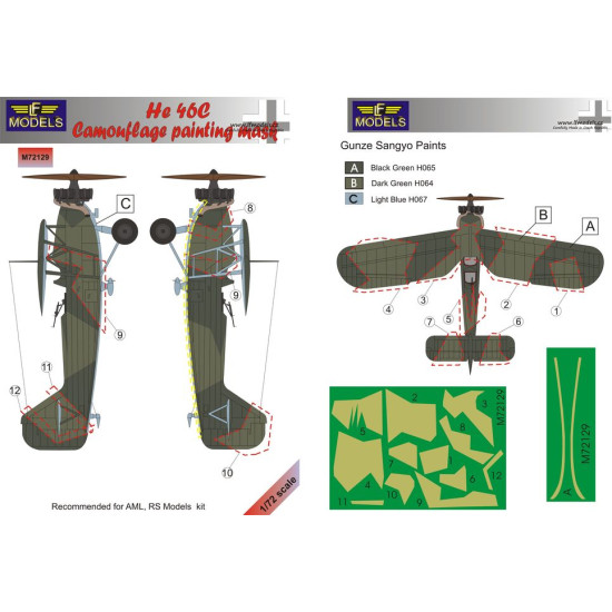 LF Models M72129 1/72 He 46C Camouflage Painting Mask