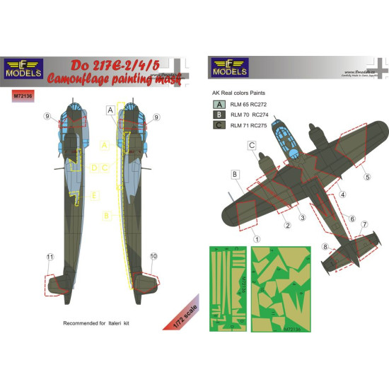LF Models M72136 1/72 Do 217E-2/3/5 Camouflage Painting Mask
