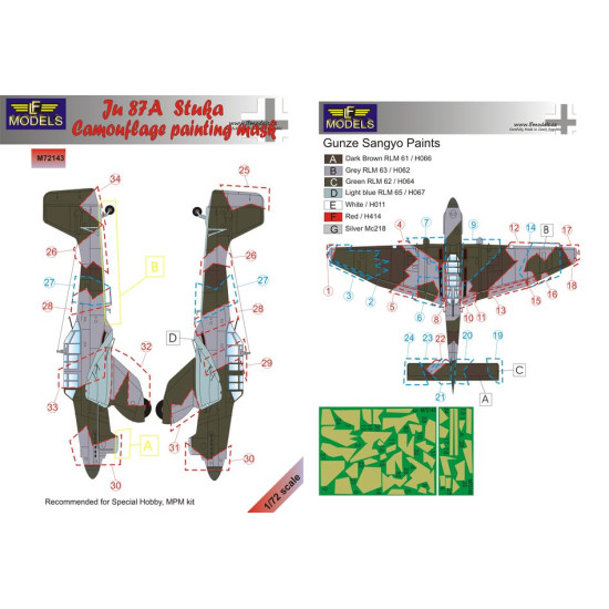 LF Models M72143 1/72 Ju 87A Stuka Camouflage Painting Mask