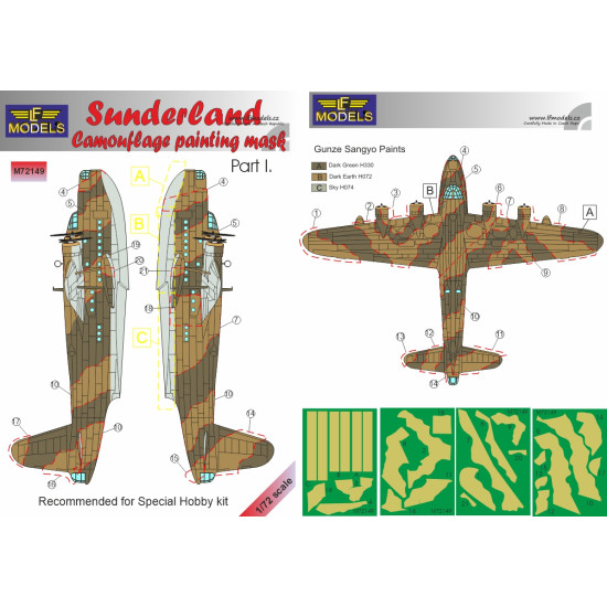 LF Models M72149 1/72 Sunderland Camouflage Painting Mask Part I.
