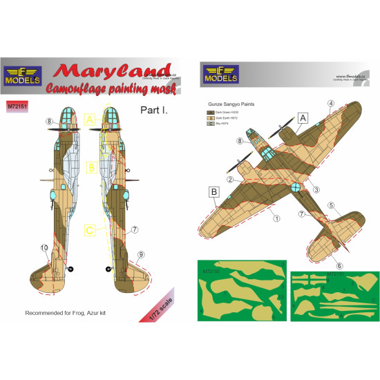 LF Models M72151 1/72 Maryland Camouflage Painting Mask Part I.