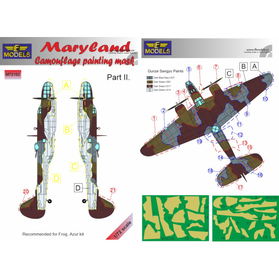 LF Models M72152 1/72 Maryland Camouflage Painting Mask Part II.