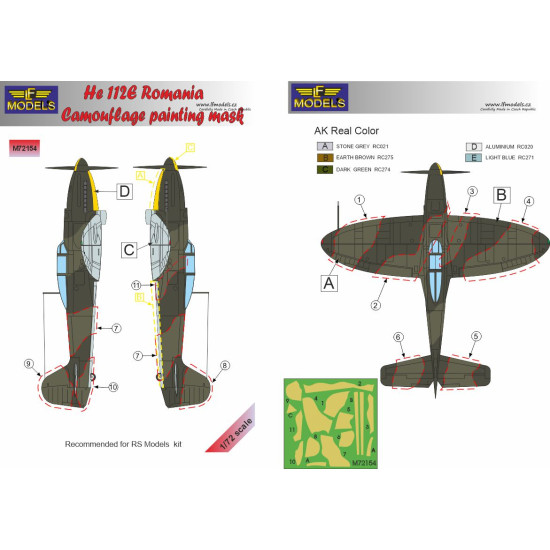 LF Models M72154 1/72 He 112E Romanian service Camouflage Painting Mask