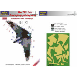 LF Models M72156 1/72 Ho 229 Part 1. Camouflage Painting Mask 1930s 3-color style camo