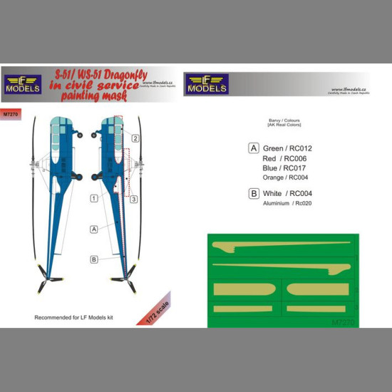 LF Models M7270 1/72 Sikorsky S-51/WS-51 in civil service painting mask