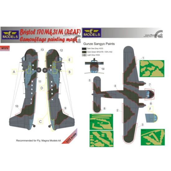 LF Models M7275 1/72 Bristol 170 Mk.31M (RCAF) Camouflage Painting Mask