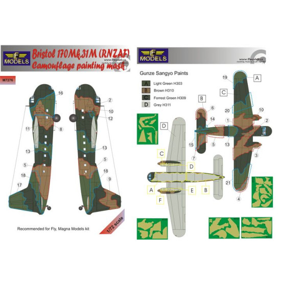 LF Models M7276 1/72 Bristol 170 Mk.31M (RNZAF) Camouflage Painting Mask