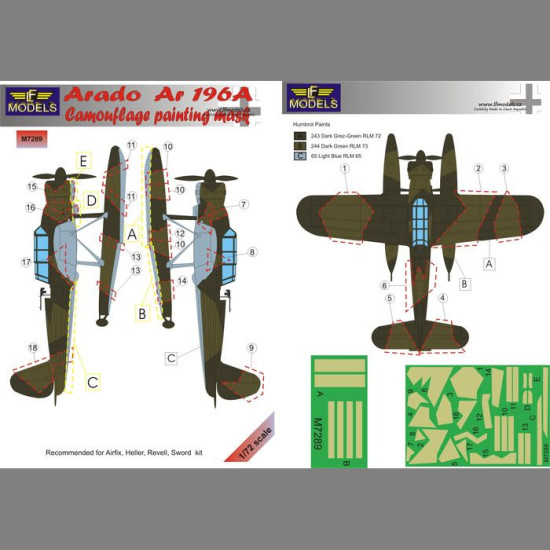 LF Models M7289 1/72 Arado Ar 196A Camouflage Painting Mask