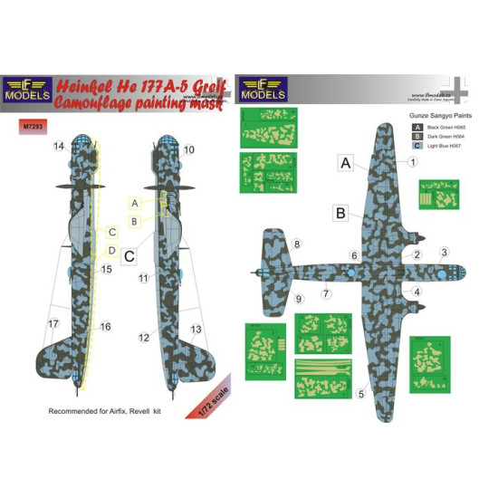 LF Models M7293 1/72 Heinkel He 177A-5 Greif Camouflage Painting Mask