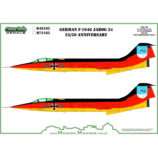 ModelMaker 1/144 D144185 F-104 German JaboG 34 25/50 Aniversary Aircraft Decal