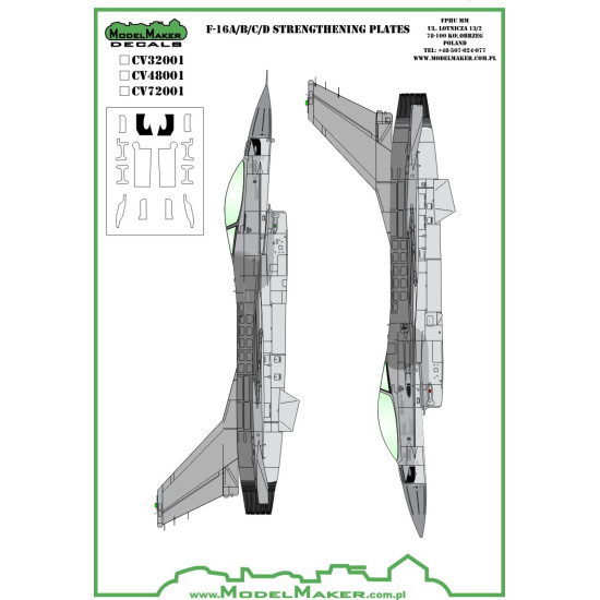 ModelMaker 1/32 CV32001 f-16a/b/c/d strengthening plates - vinyl Exterior