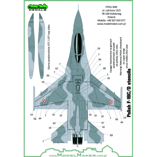 ModelMaker 1/32 D32073A Polish F-16C/D Stencils Aircraft Decal