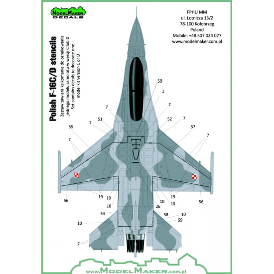 ModelMaker 1/32 D32073A Polish F-16C/D Stencils Aircraft Decal