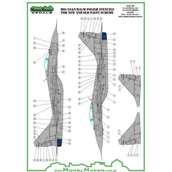 ModelMaker 1/32 D32091 MiG-29 Polish stencils Aircraft Decal