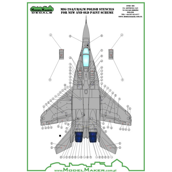 ModelMaker 1/32 D32091 MiG-29 Polish stencils Aircraft Decal