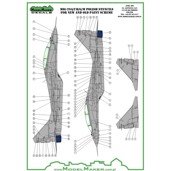 ModelMaker 1/32 D32091 MiG-29 Polish stencils Aircraft Decal