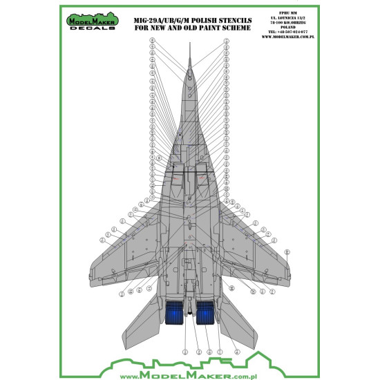 ModelMaker 1/32 D32091 MiG-29 Polish stencils Aircraft Decal