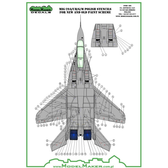 ModelMaker 1/32 D32091 MiG-29 Polish stencils Aircraft Decal