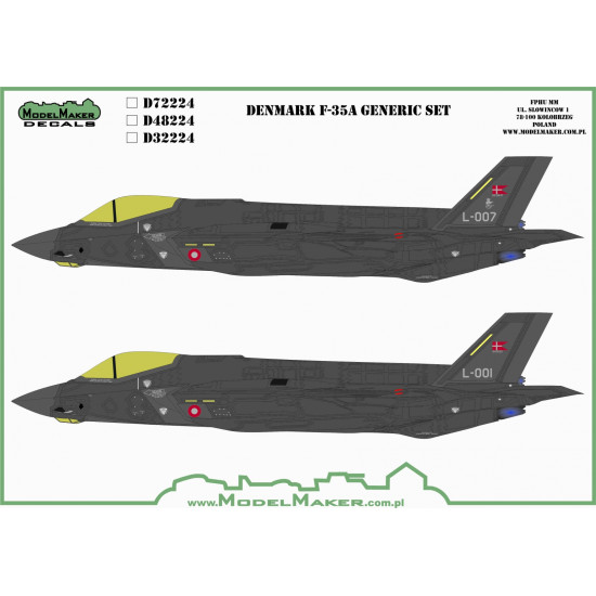 ModelMaker 1/32 D32224 Denmark F-35A - generic set Aircraft Decal