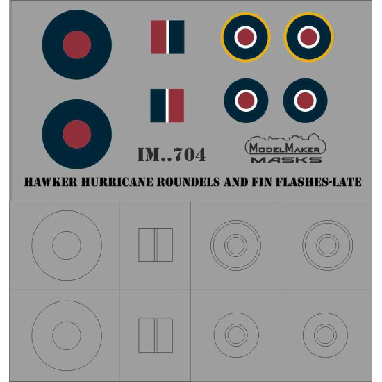 ModelMaker 1/32 IM32704 Hawker Hurricane Roundels Fin Flashes LATE-EARLY Mask ModelMaker 1/32 IM32704 Hawker Hurricane Roundels Fin Flashes LATE-EARLY Mask