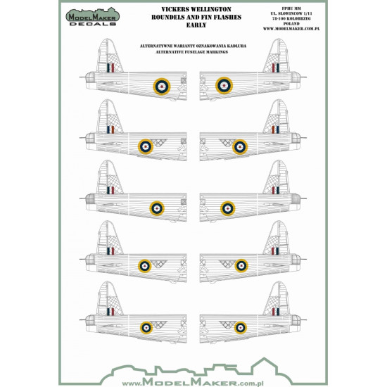 ModelMaker 1/32 IM72706 Vickers Wellington Roundels and Fin Flashes EARLY Mask ModelMaker 1/32 IM72706 Vickers Wellington Roundels and Fin Flashes EARLY Mask
