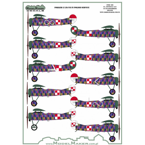 ModelMaker 1/32 MD32114 Fokker E.V/D.VII in Polish service Aircraft Mask