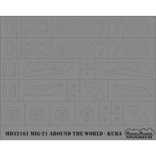 ModelMaker 1/32 MD32161 MiG-21 Around the World Aircraft Mask ModelMaker 1/32 MD32161 MiG-21 Around the World Aircraft Mask