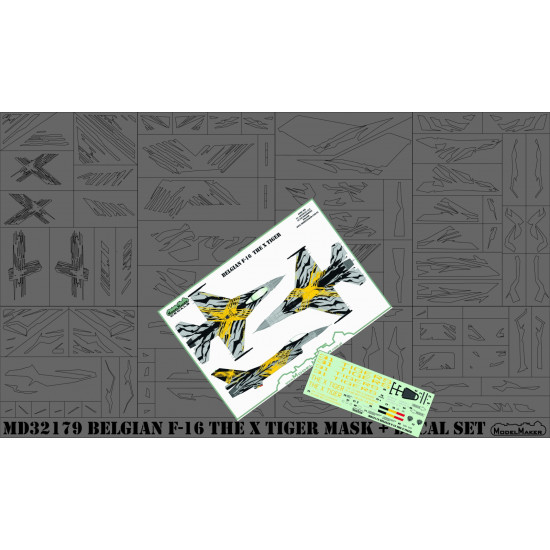 ModelMaker 1/32 MD32179 Belgian F-16 THE X TIGER decals +masks set Aircraft Mask ModelMaker 1/32 MD32179 Belgian F-16 THE X TIGER decals +masks set Aircraft Mask